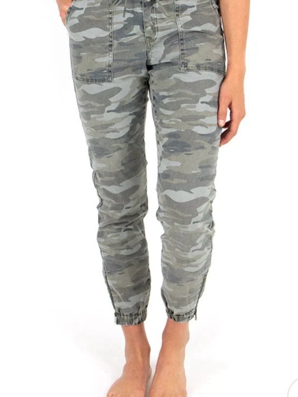 Grace & Lace Gray Camo Ankle Jogger Jeans